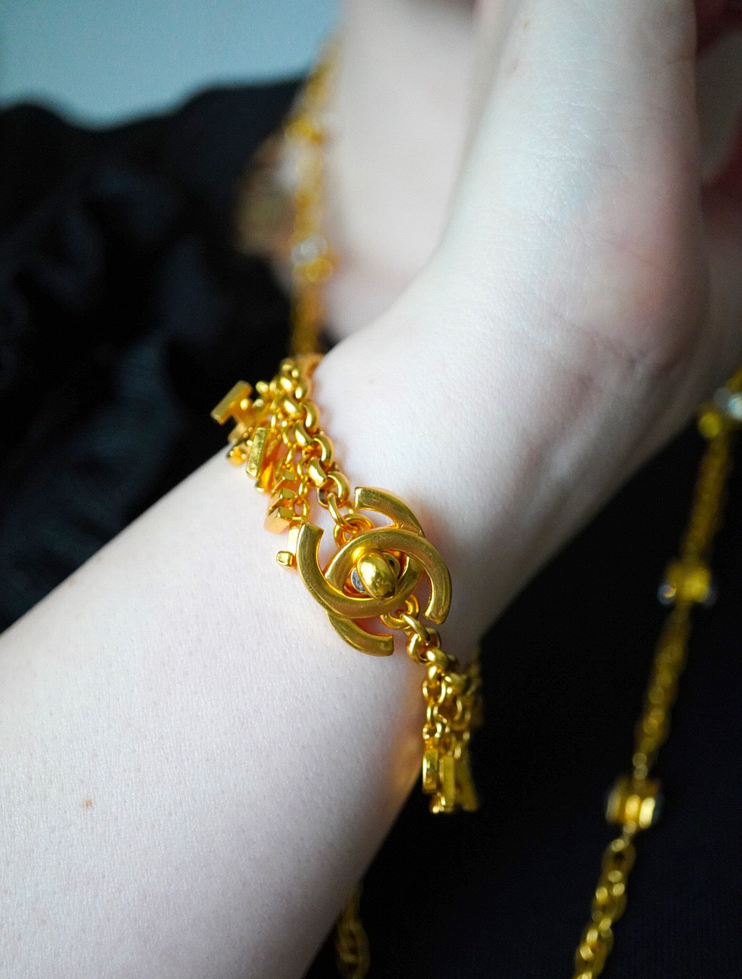 Vintage Chanel Bracelet with Chanel logo charms