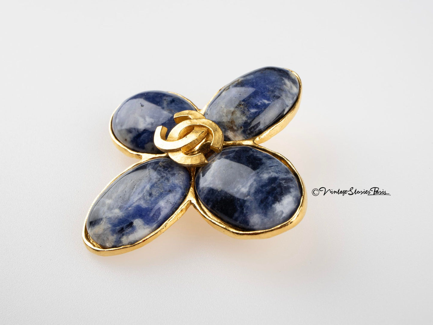 Vintage Chanel Blue Stone Brooch