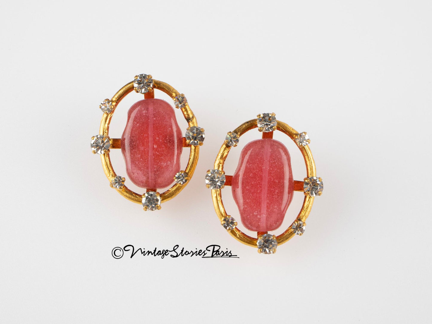 Vintage Chanel Pink Gripoix Earrings Spring 1994