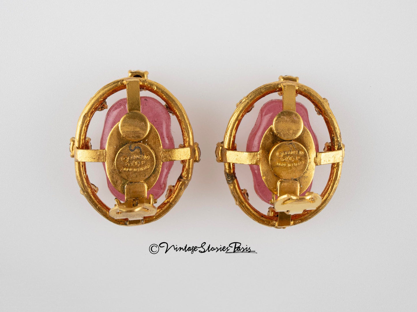 Vintage Chanel Pink Gripoix Earrings Spring 1994