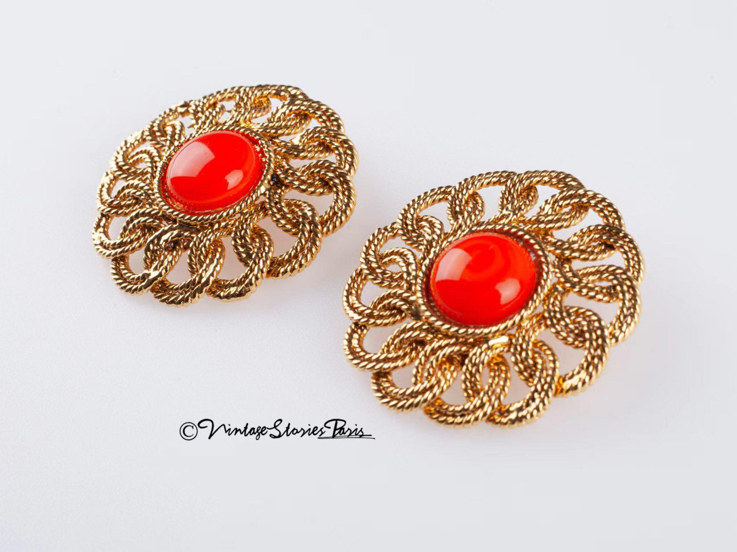 Vintage Chanel Golden Metal Earrings