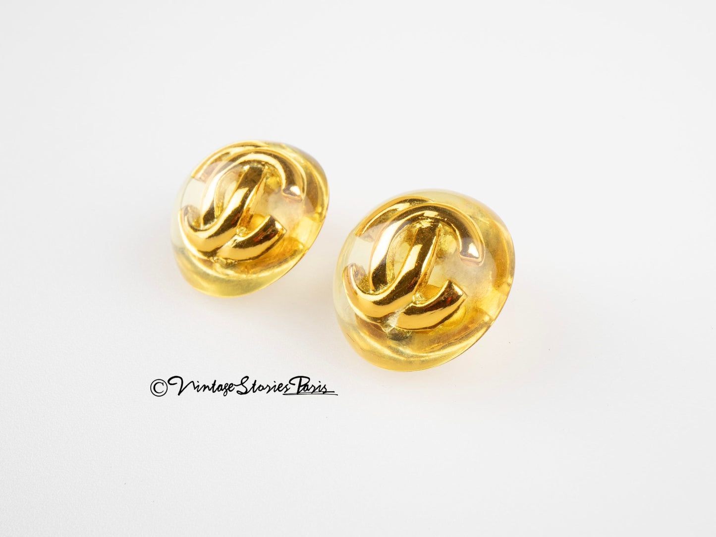 Vintage Chanel CC Logo Earrings Gold Metal