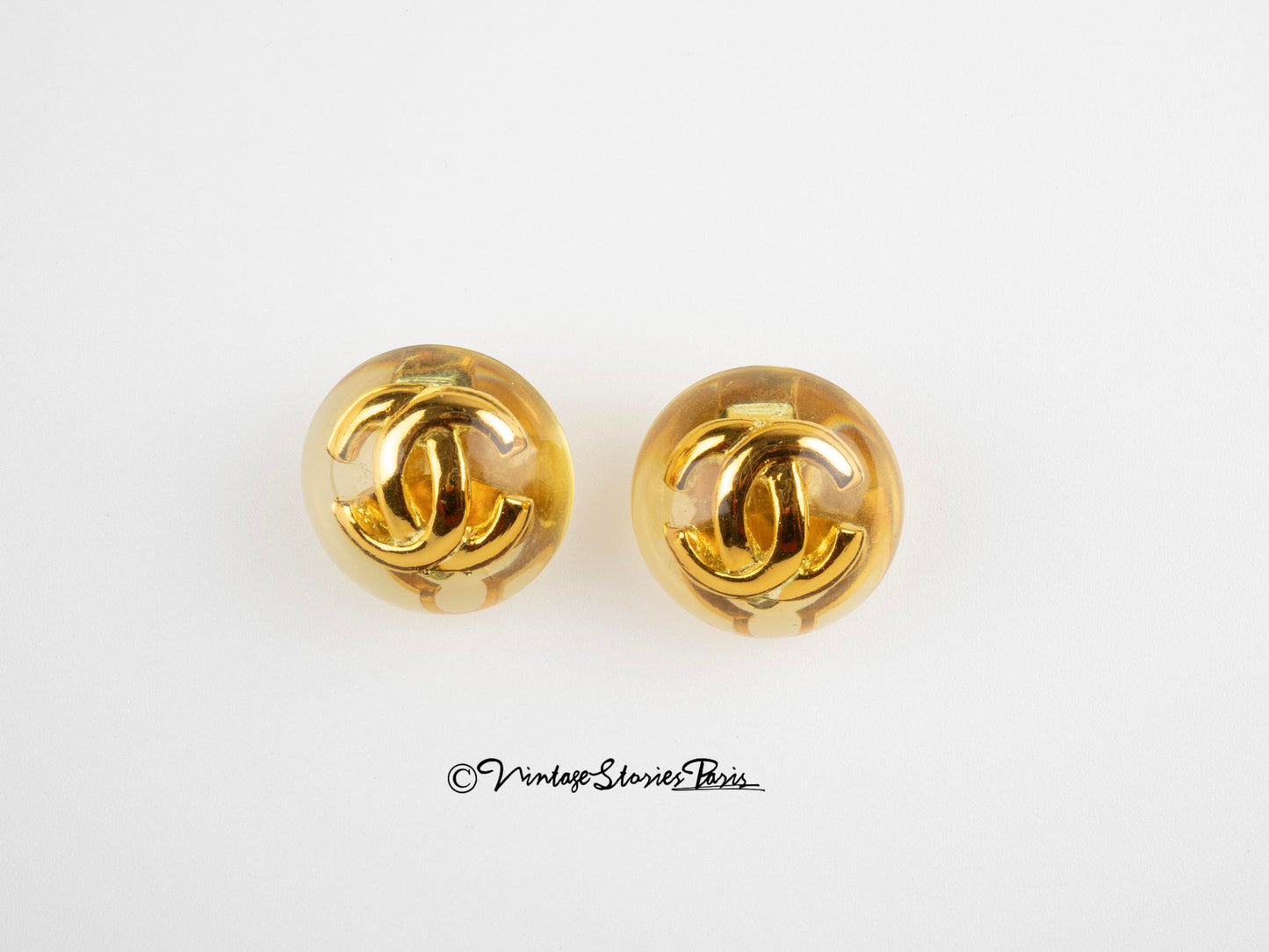 Vintage Chanel CC Logo Earrings Gold Metal