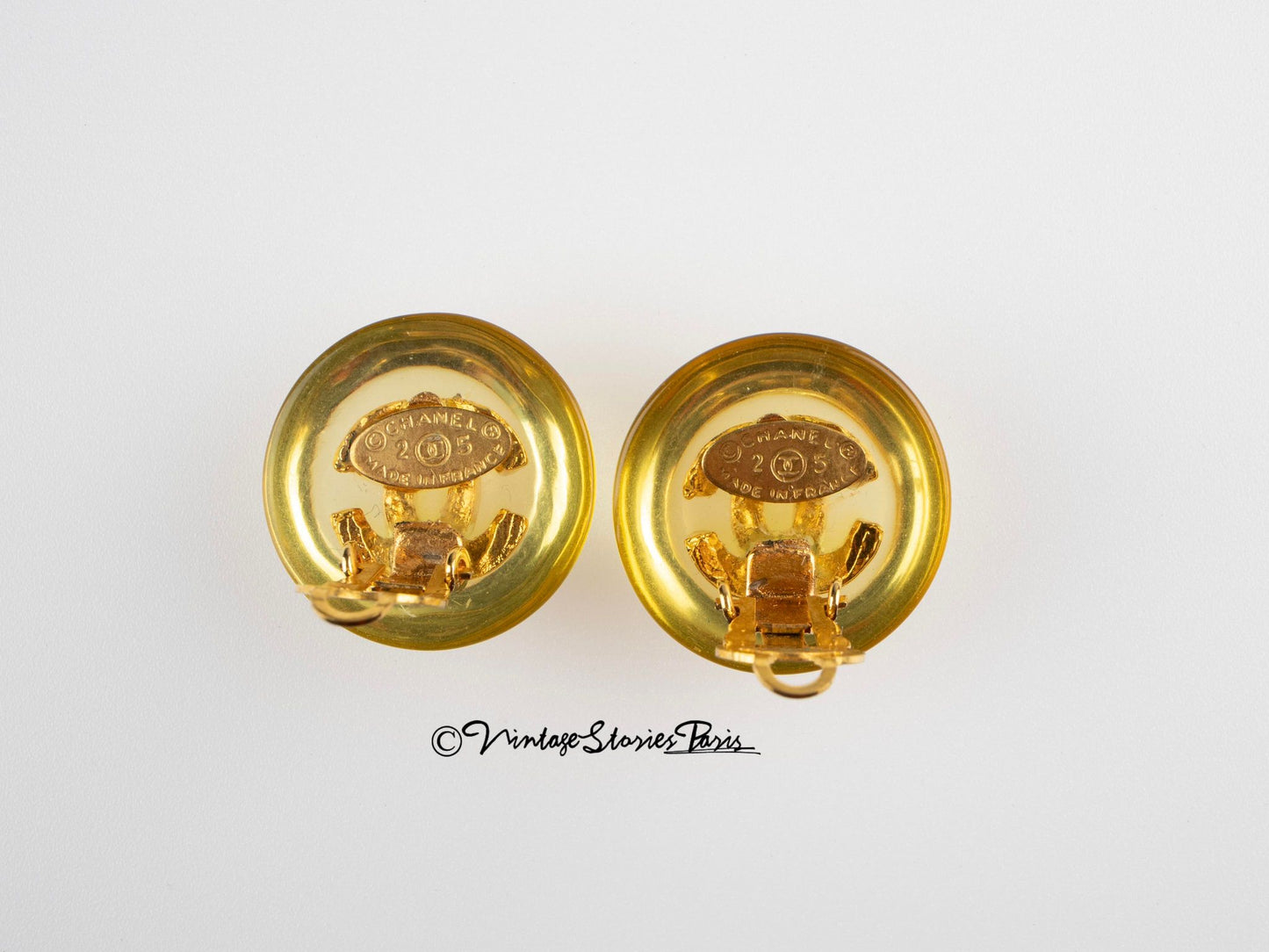 Vintage Chanel CC Logo Earrings Gold Metal