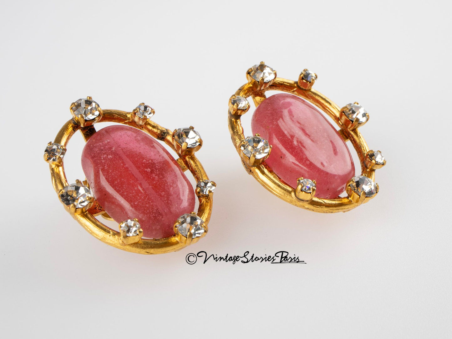 Vintage Chanel Pink Gripoix Earrings Spring 1994