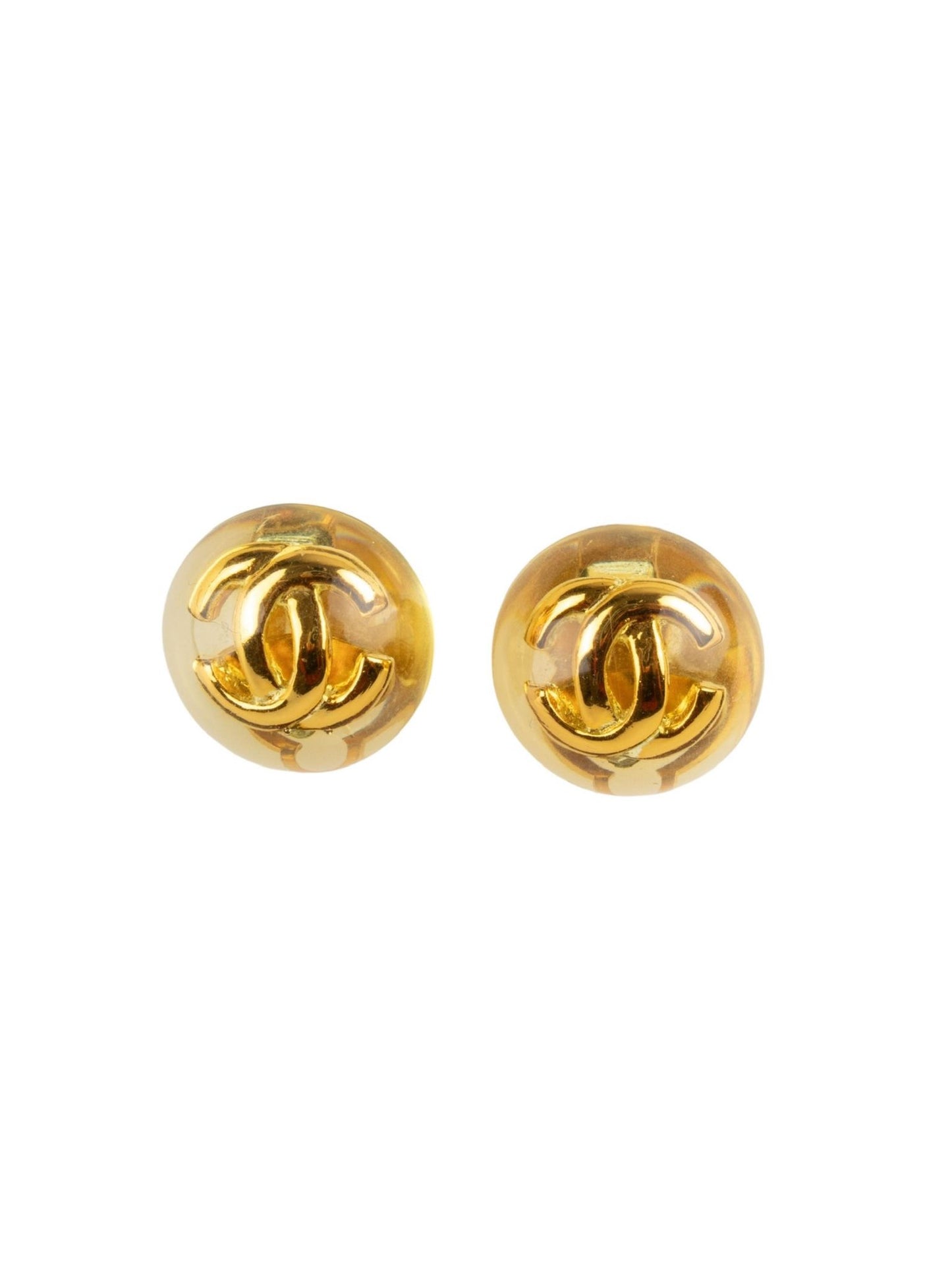 Vintage Chanel CC Logo Earrings Gold Metal