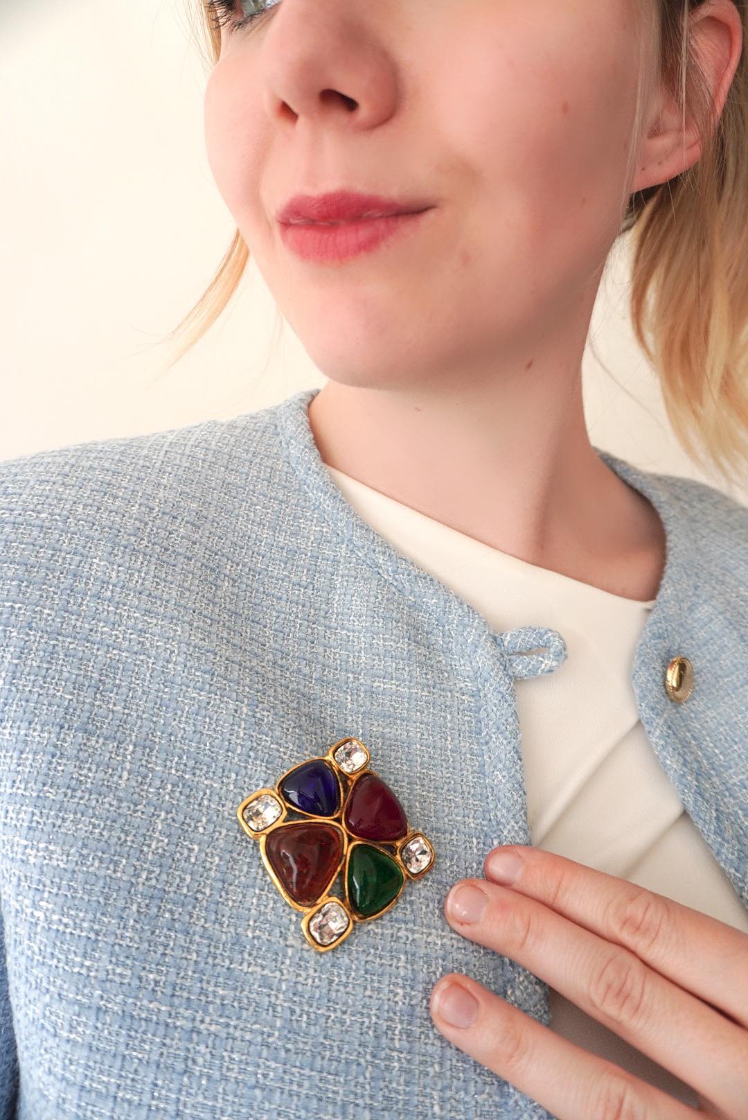 Vintage Chanel Gripoix Glass Brooch
