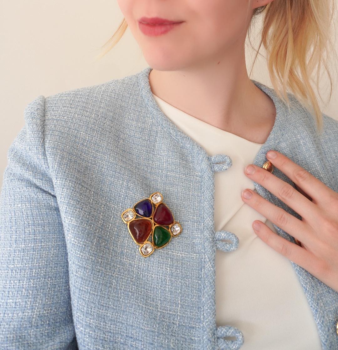 Vintage Chanel Gripoix Glass Brooch