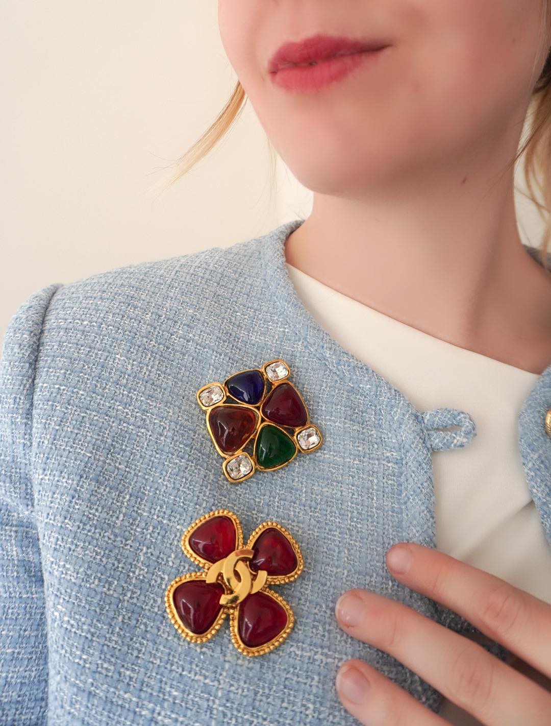Vintage Chanel Gripoix Glass Brooch