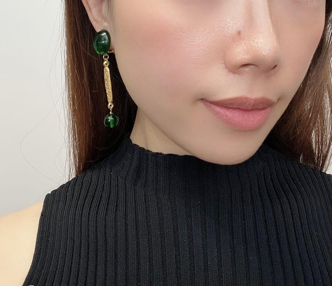 Vintage Chanel Earrings with Green Gripoix