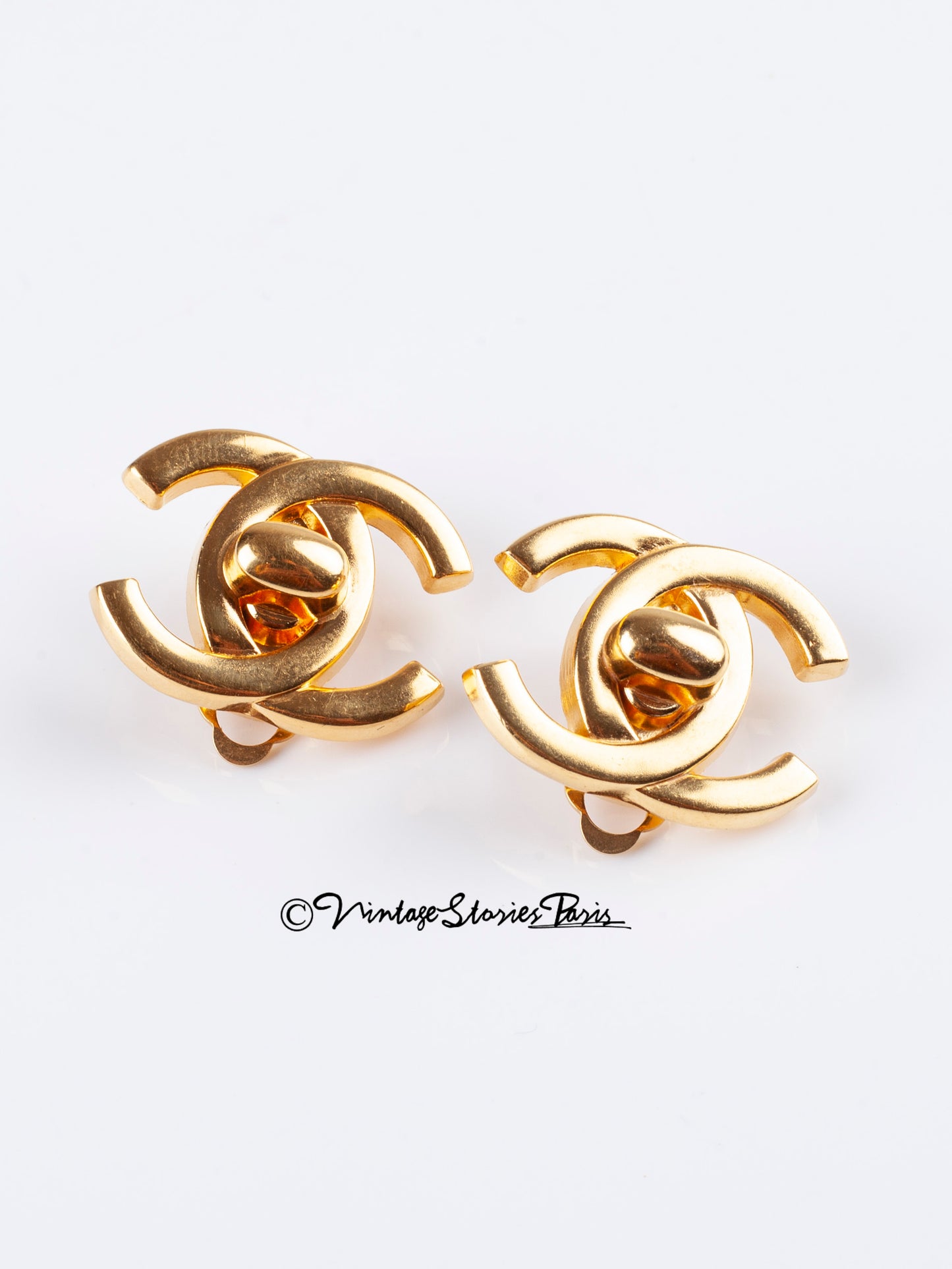 Vintage Chanel Turnlock CC Earrings