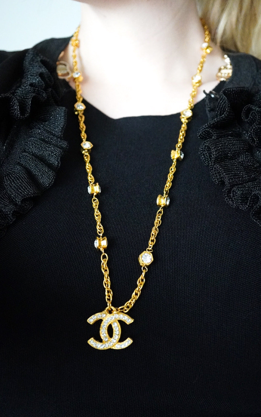 Vintage Chanel Necklace with CC Pendant