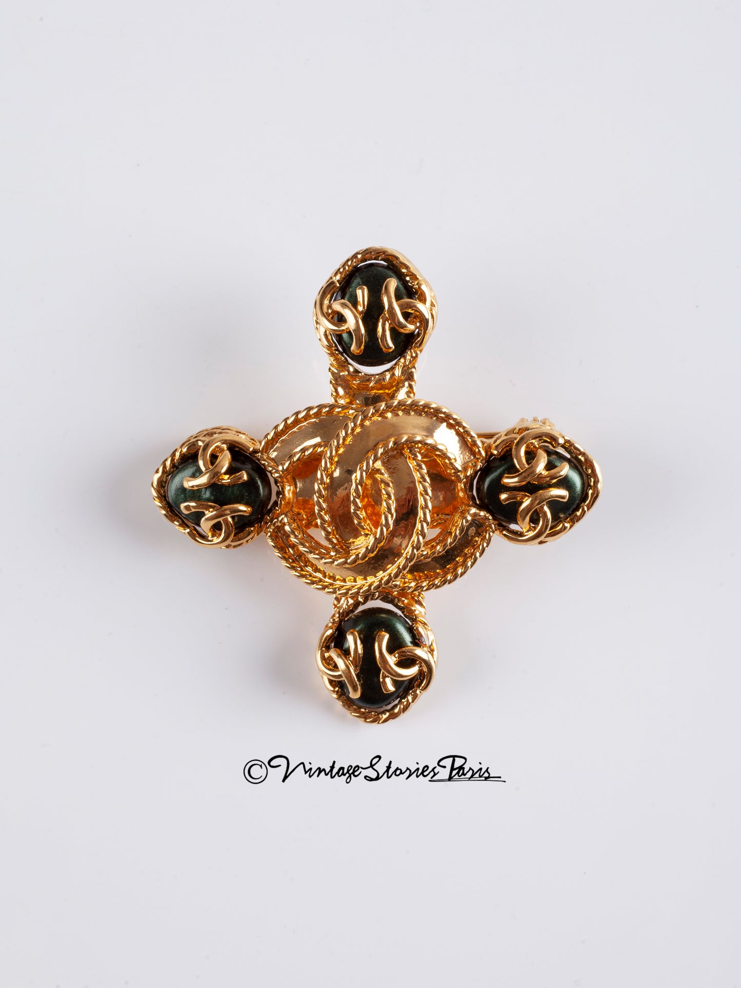 Vintage Chanel Brooch with CC Logo in the Centre