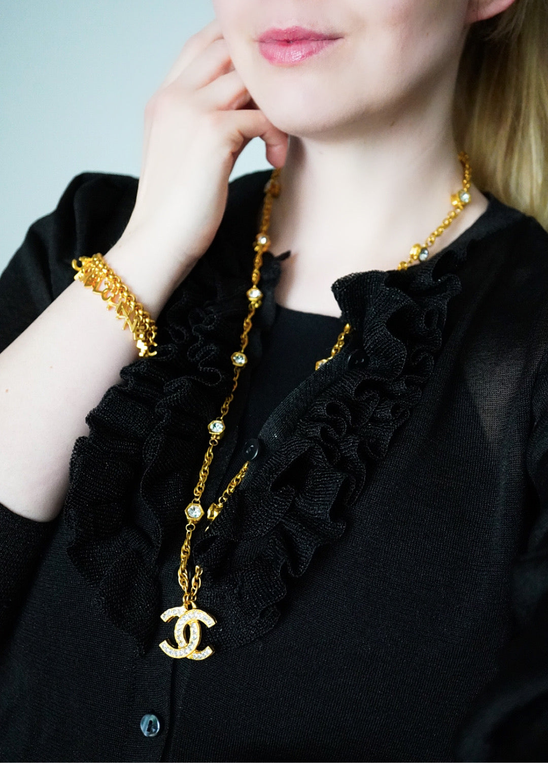 Vintage Chanel Necklace with CC Pendant
