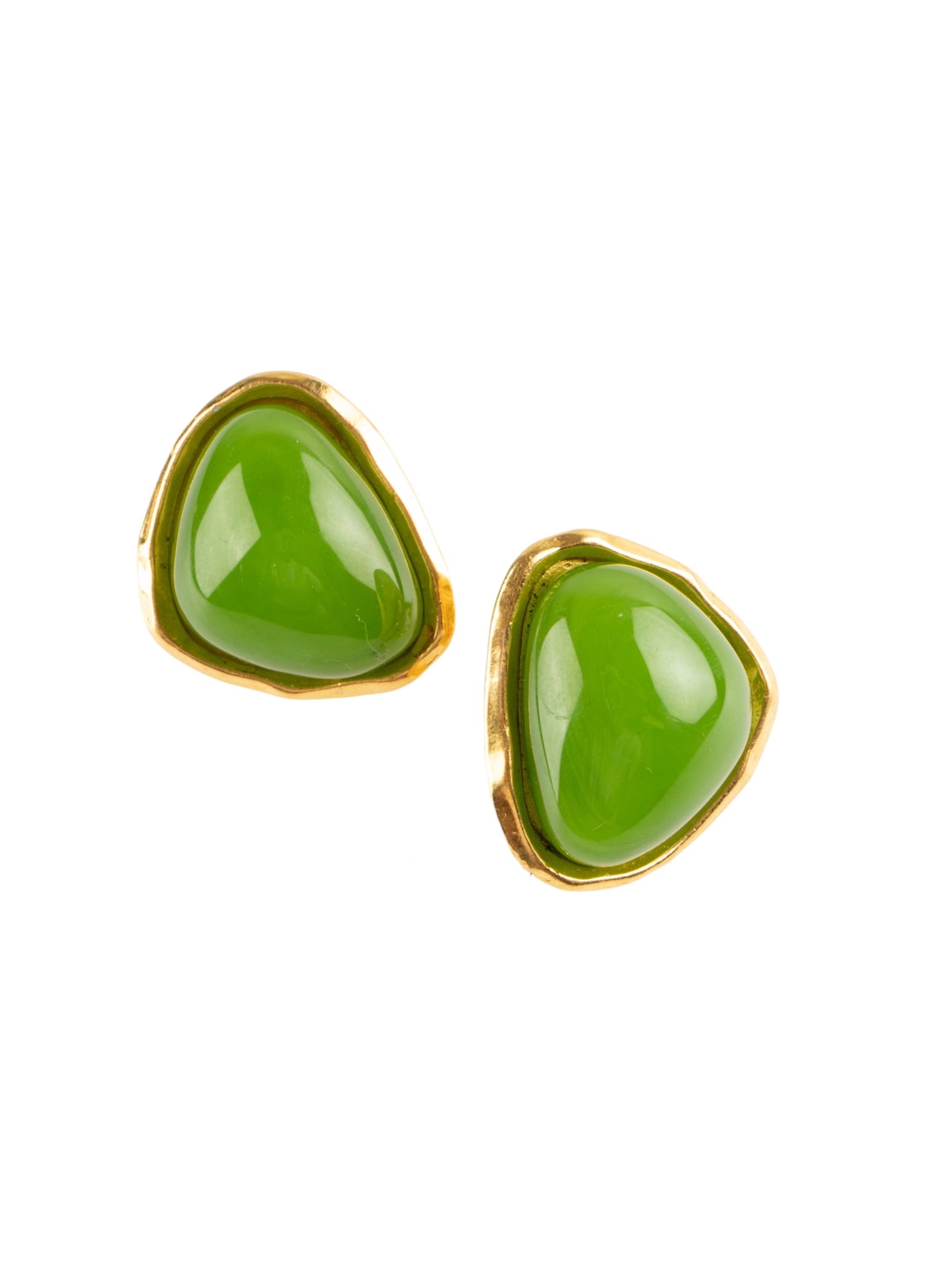 Vintage Chanel Earrings with Green Glass Paste