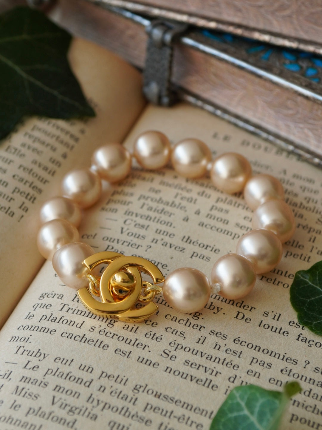 Vintage Chanel Turn-Lock Faux-Pearl Bracelet 1996 CC