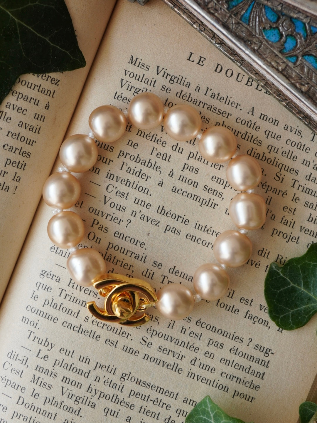 Vintage Chanel Turn-Lock Faux-Pearl Bracelet 1996 CC