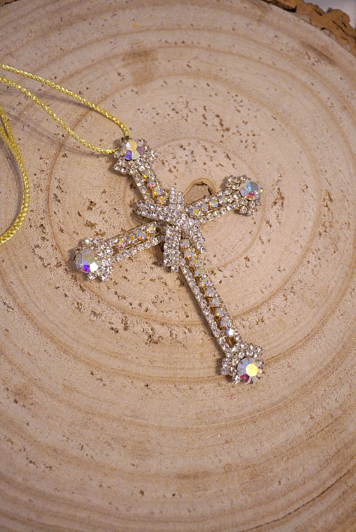 アクセサリー Dior Logo Cross Rhinestone Necklace Dior Logo Cross Rhinestone Necklace