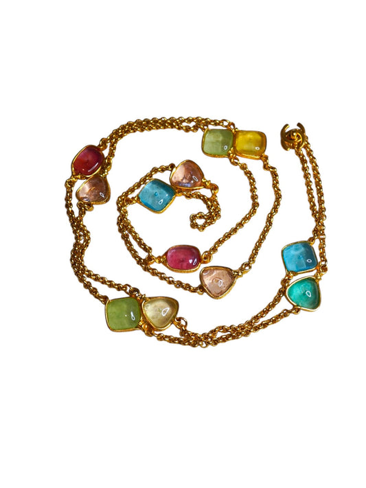 Vintage Chanel Necklace with Multicolored Glass Paste