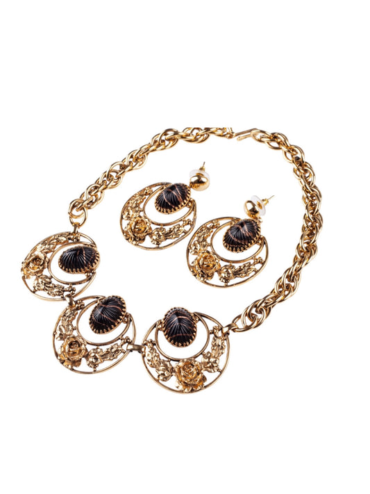 Vintage Schiaparelli Set - Necklace and Earrings 1970s