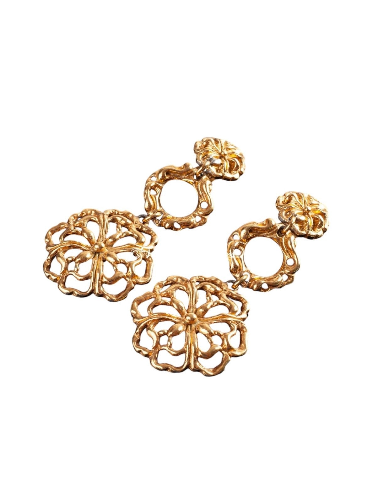 Vintage Christian Lacroix Golden Flower Earrings