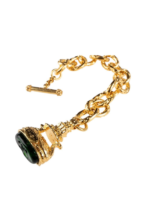 Vintage Chanel Bracelet with Green Glass Paste