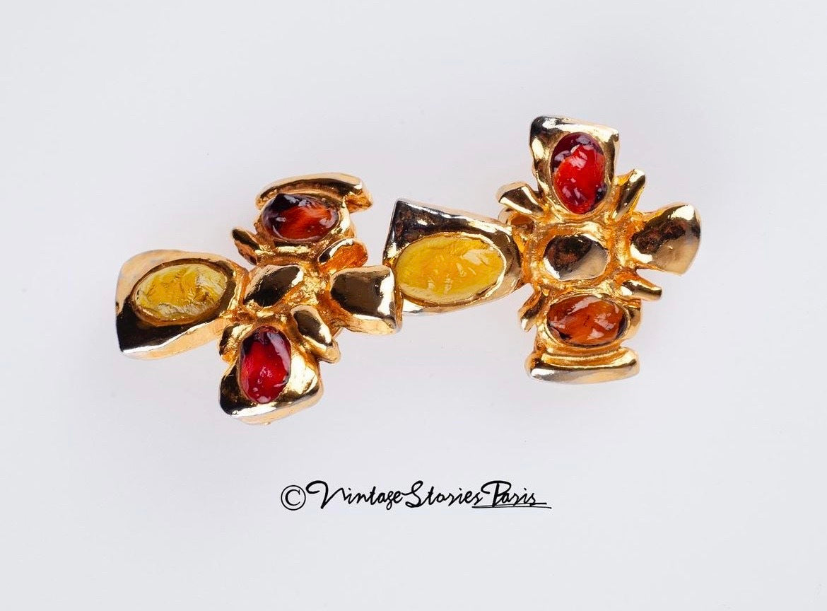 Vintage Christian Lacroix Cross Earrings