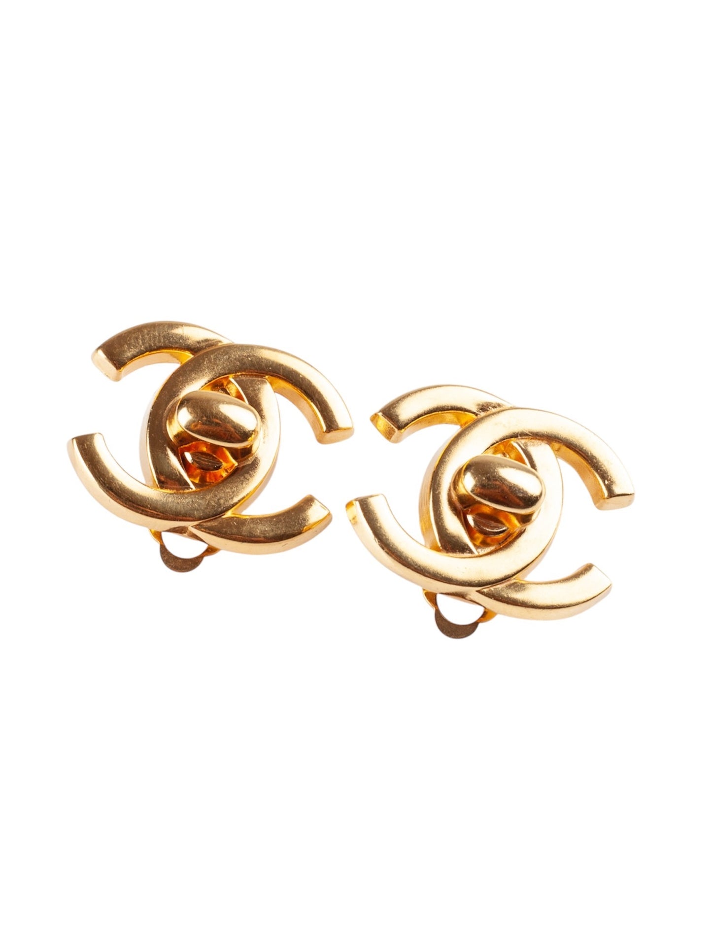 Vintage Chanel Turnlock CC Earrings