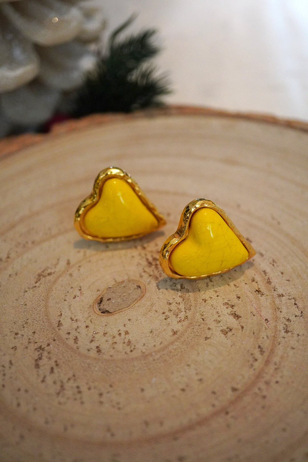 Vintage Christian Lacroix Yellow Heart Earrings