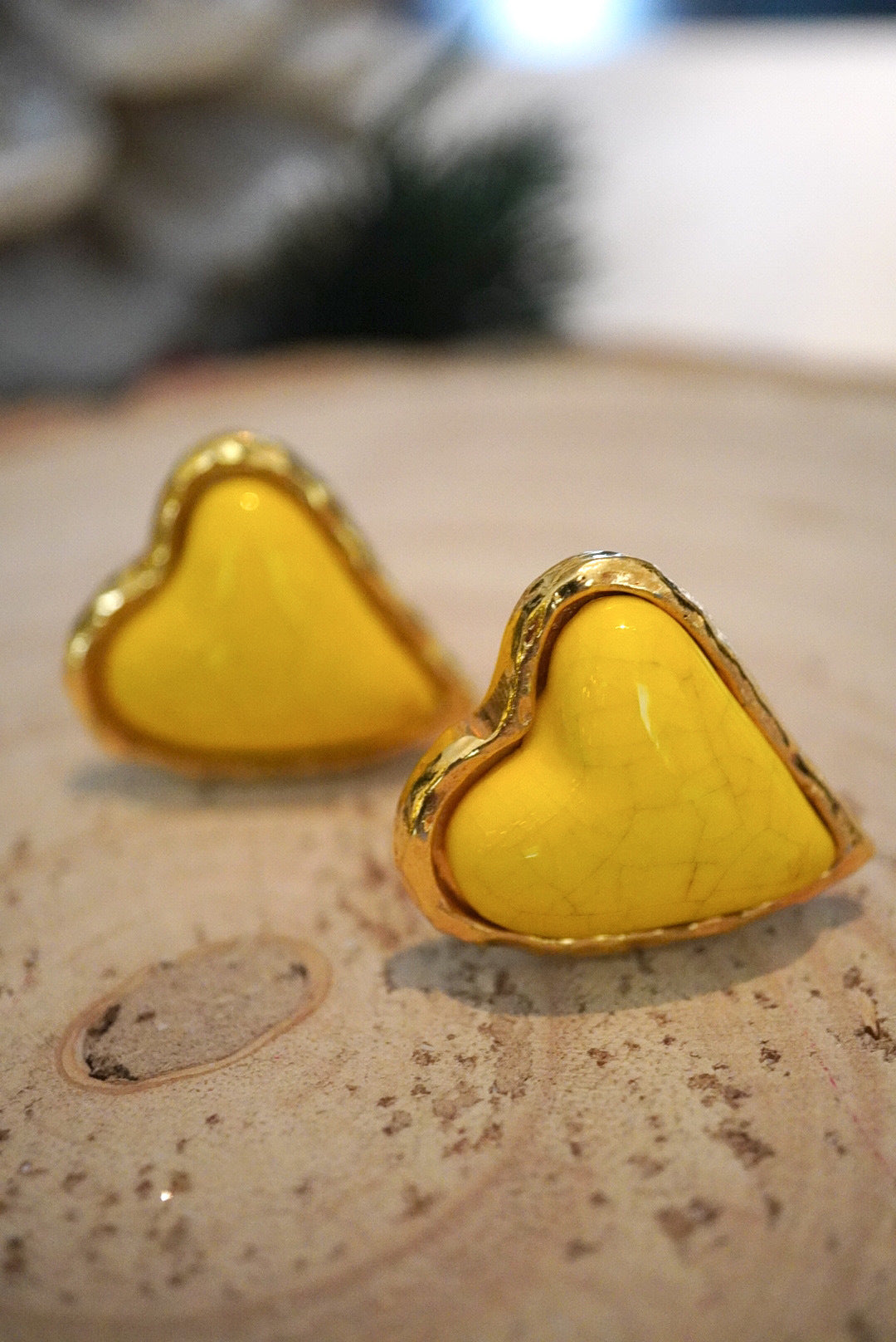 Vintage Christian Lacroix Yellow Heart Earrings