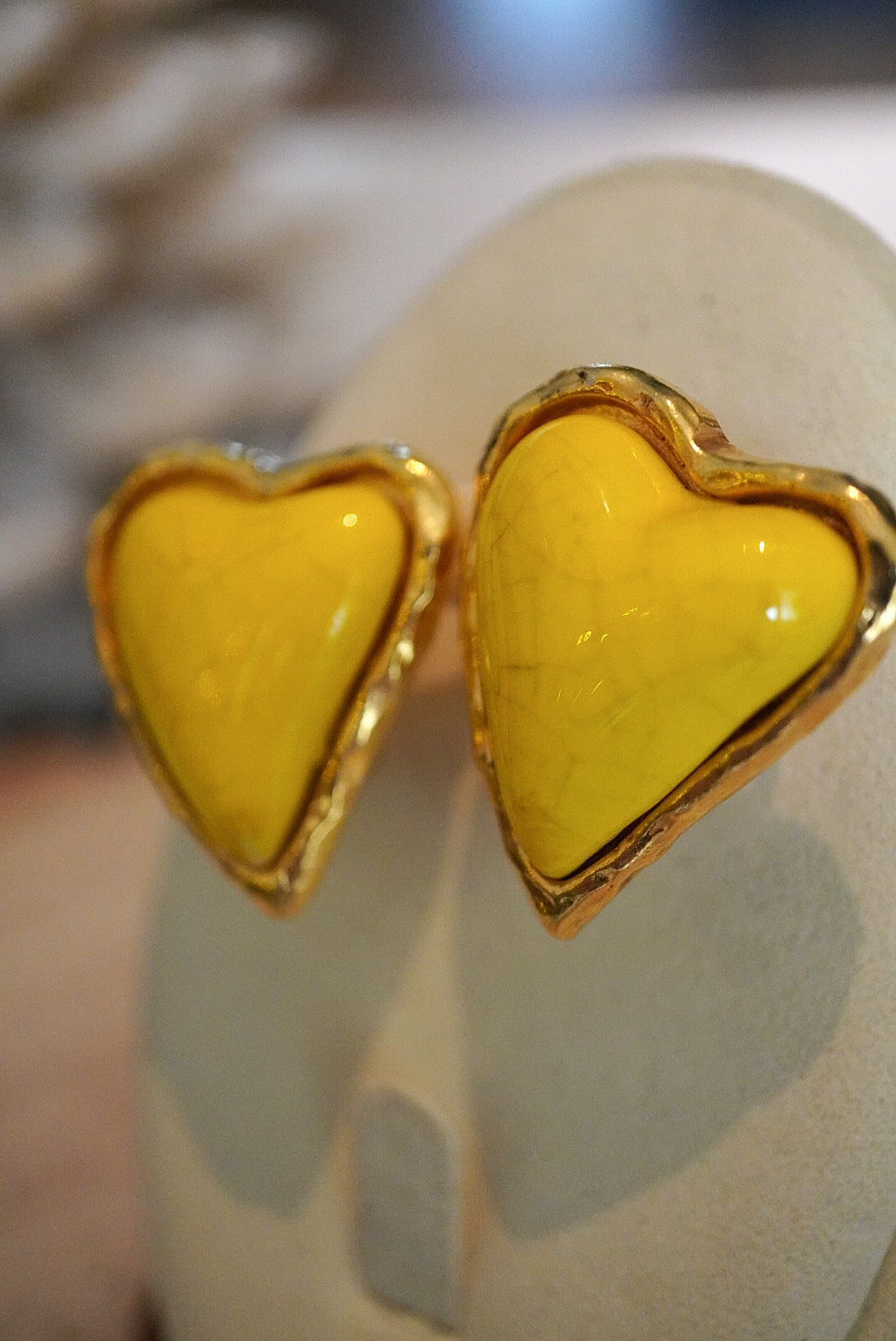 Vintage Christian Lacroix Yellow Heart Earrings