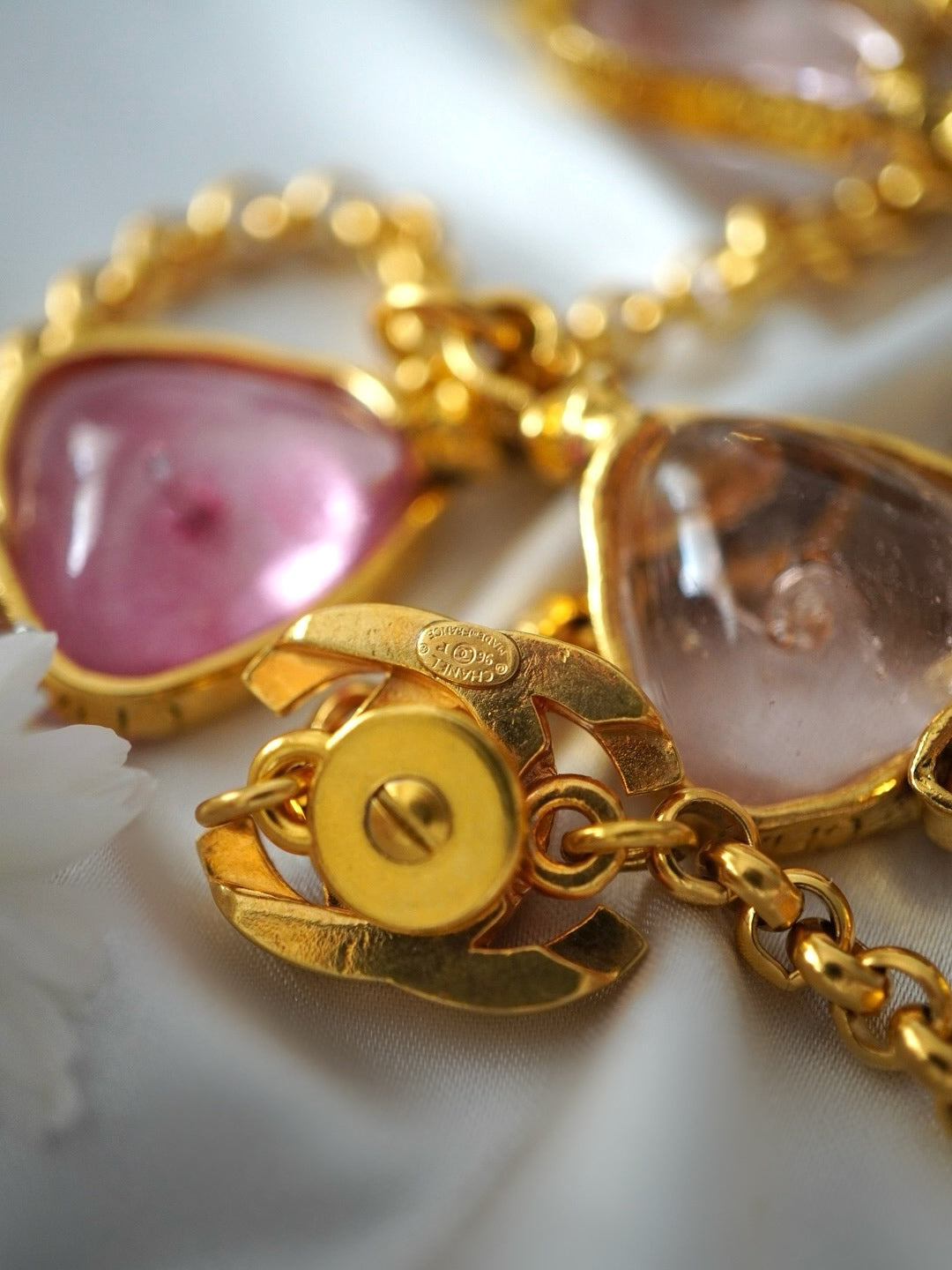 Vintage Chanel Necklace with Pink Glass Paste