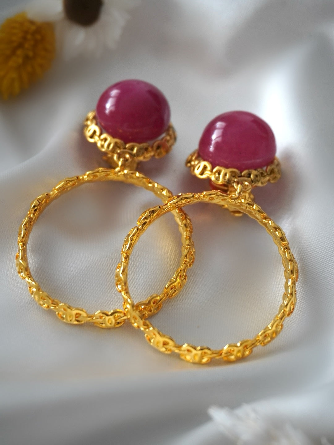 Vintage Chanel Earrings with Pink Glass Paste