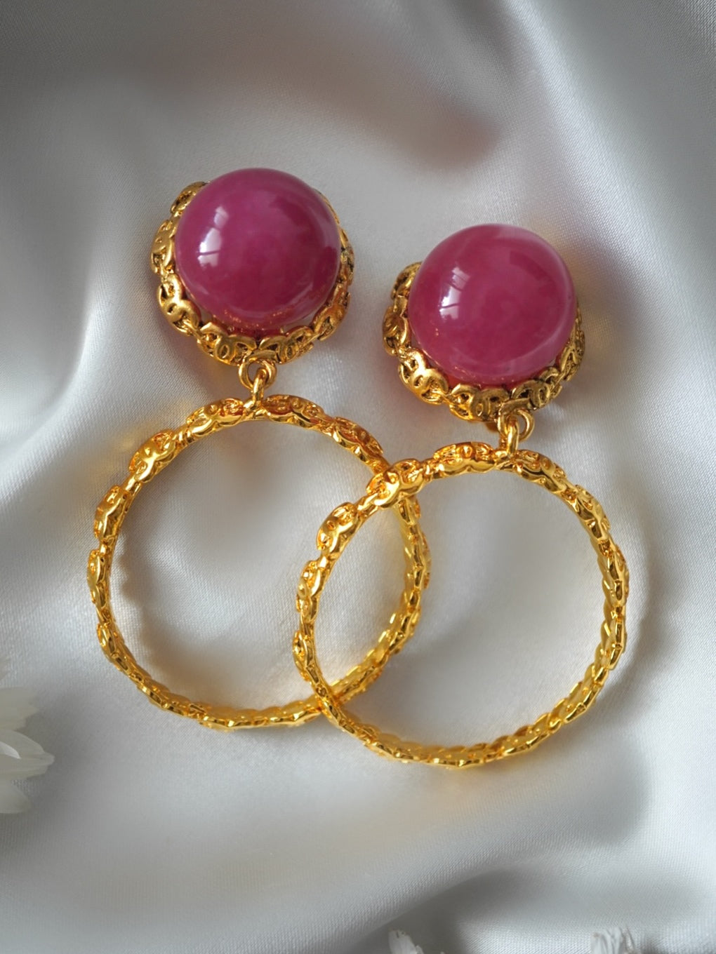 Vintage Chanel Earrings with Pink Glass Paste