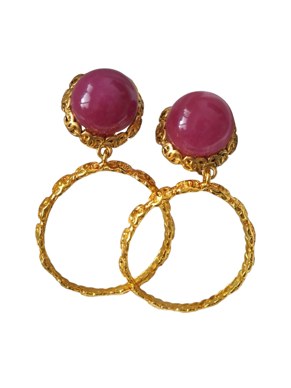 Vintage Chanel Earrings with Pink Glass Paste