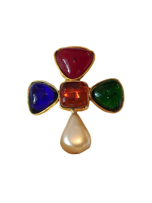 Vintage Chanel Brooch with multicolored Gripoix