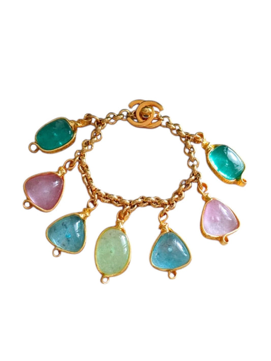 Vintage Chanel Bracelet with Pastel-Colored Glass Paste