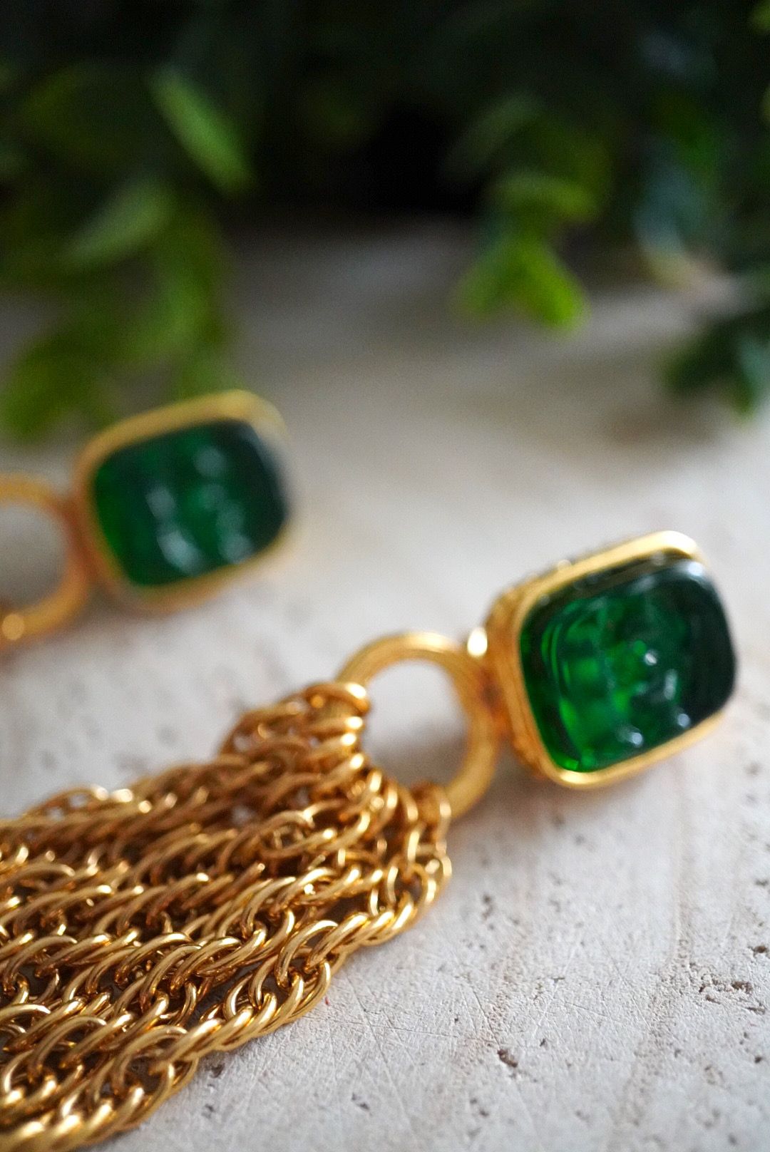 Vintage Chanel Earrings with Red and Green Glass Paste