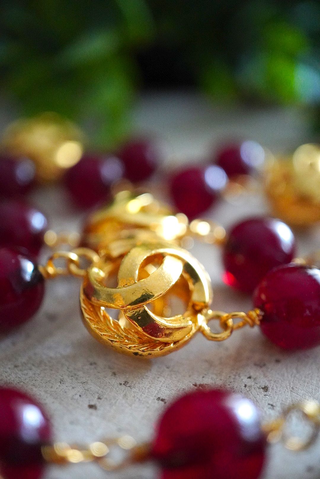 Vintage Chanel Necklace with Red Glass Paste
