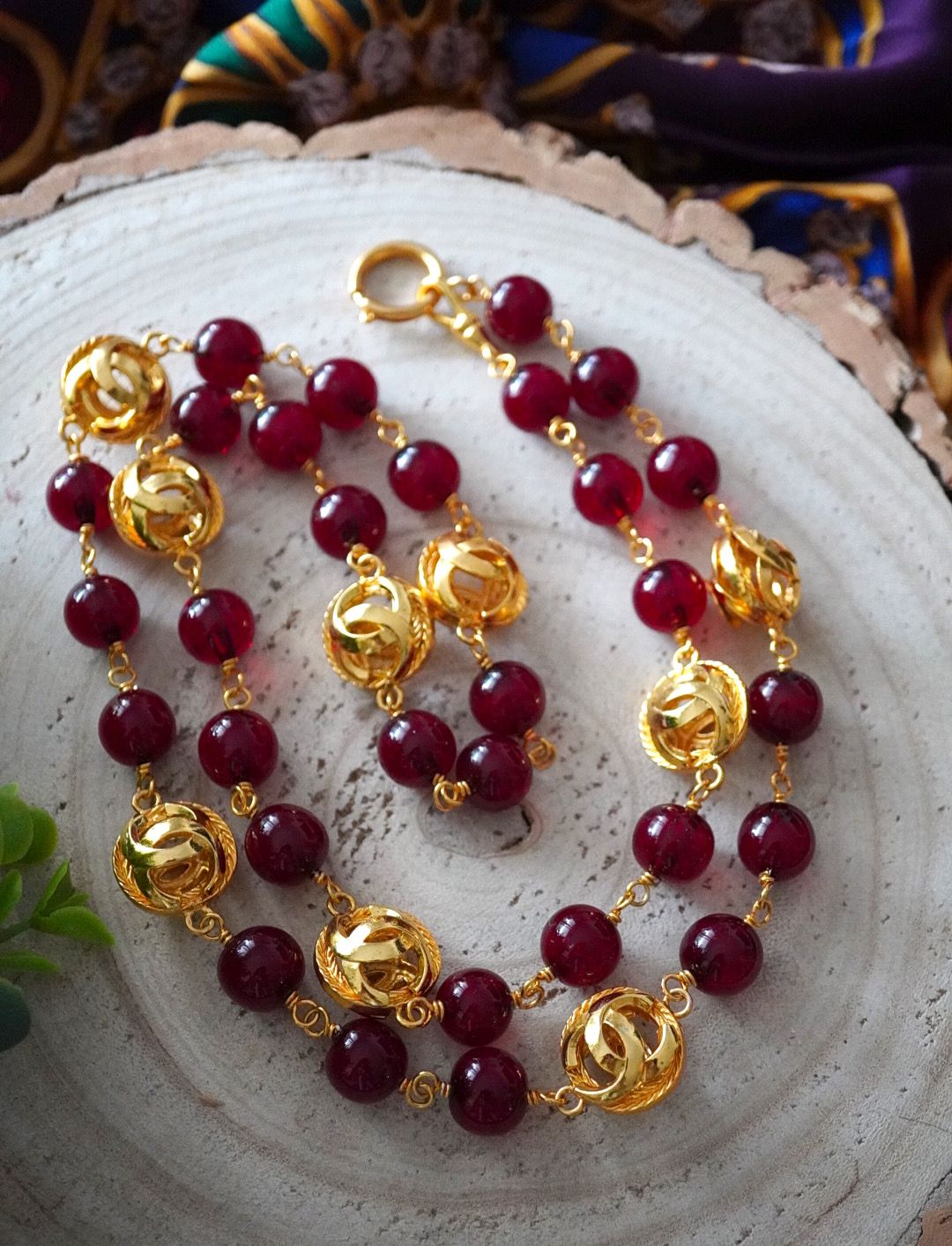 Vintage Chanel Necklace with Red Glass Paste