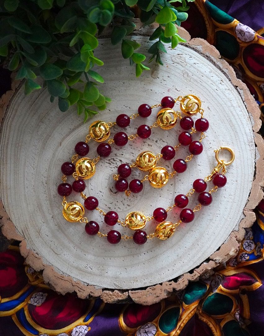 Vintage Chanel Necklace with Red Glass Paste