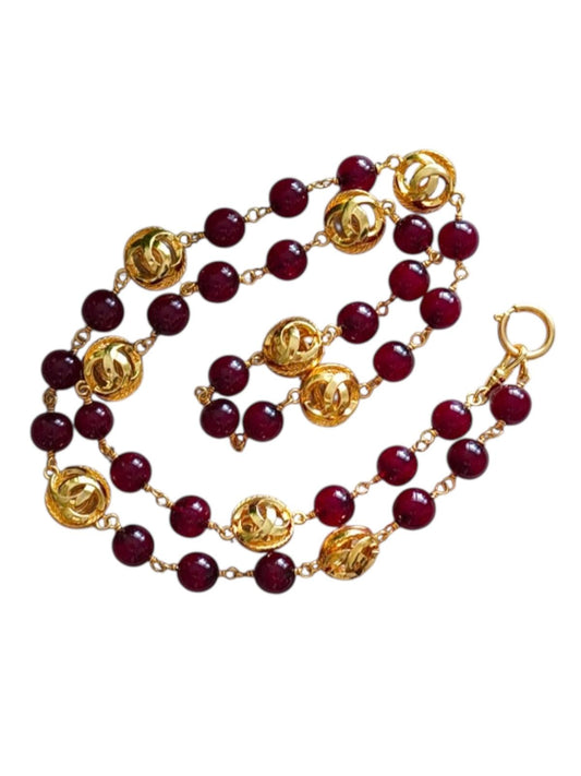 Vintage Chanel Necklace with Red Glass Paste