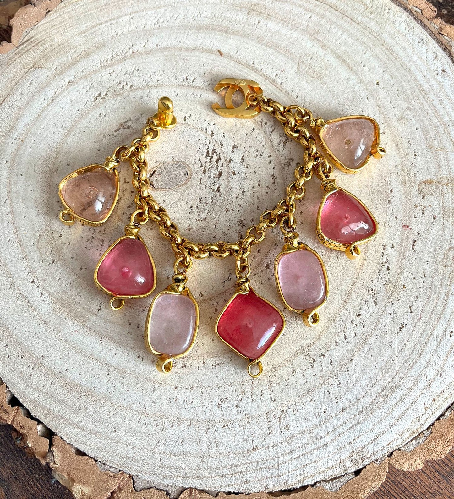 Vintage Chanel Bracelet with Pink Glass Paste