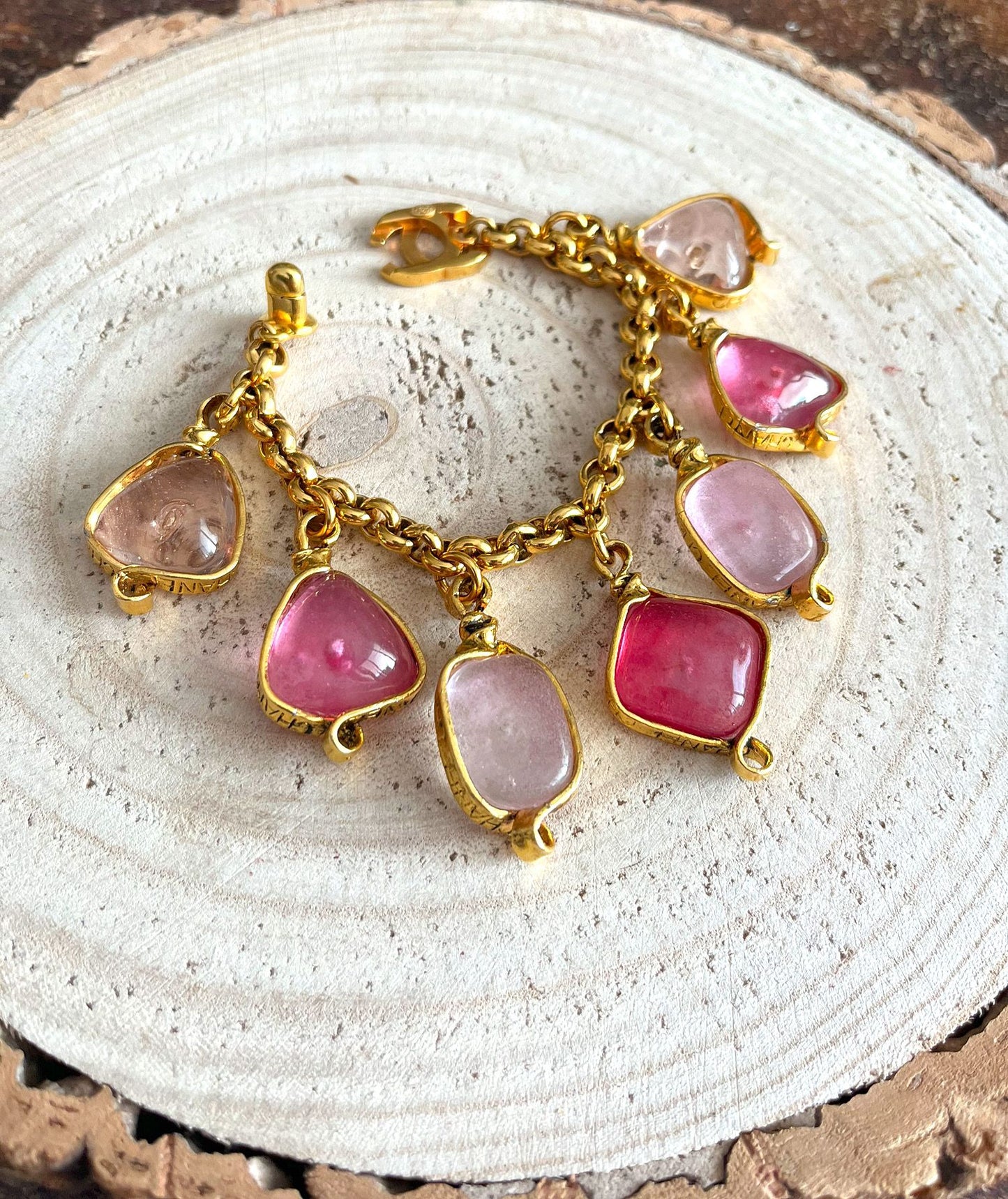 Vintage Chanel Bracelet with Pink Glass Paste