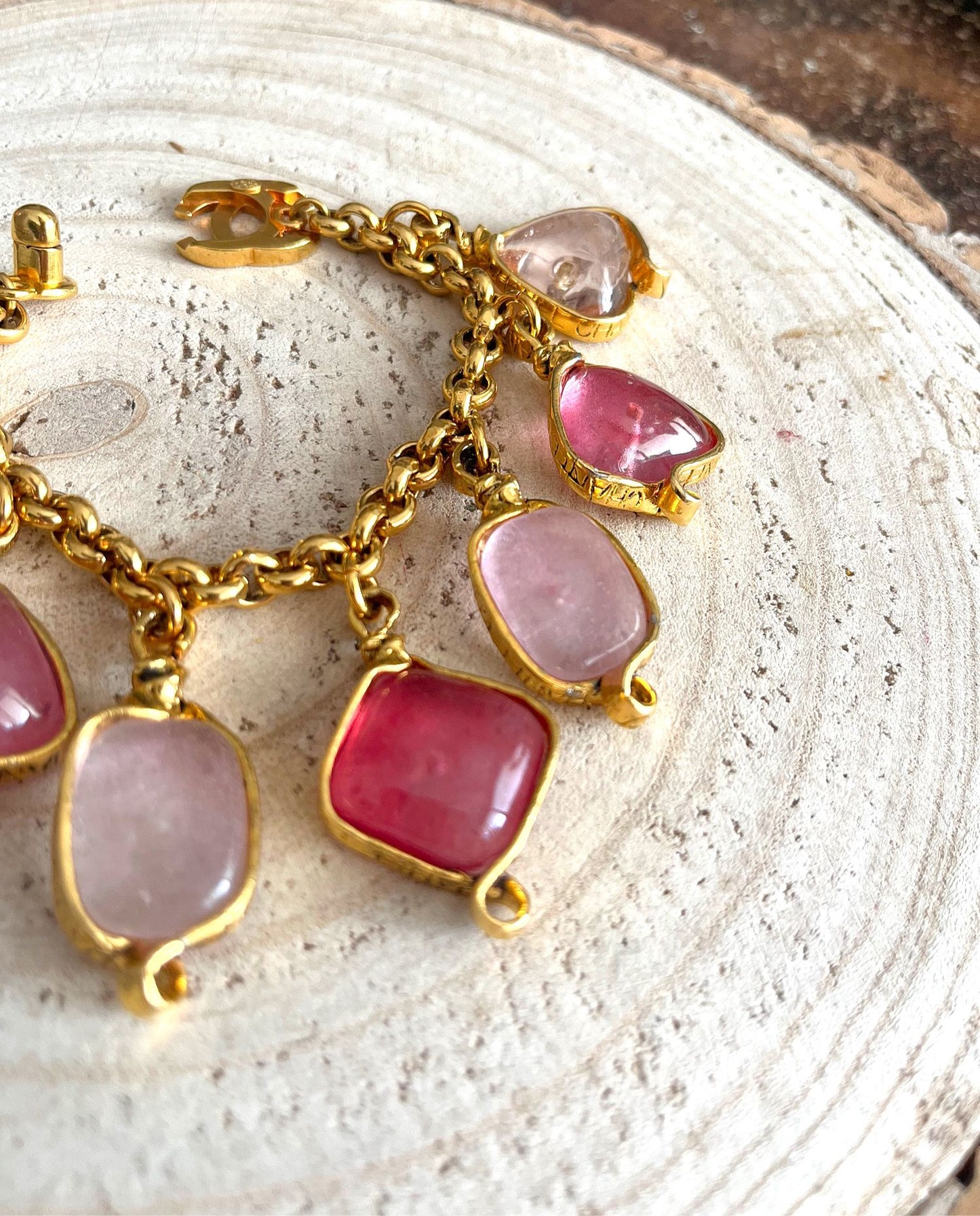 Vintage Chanel Bracelet with Pink Glass Paste