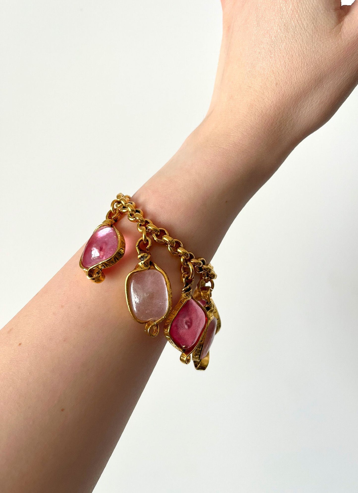 Vintage Chanel Bracelet with Pink Glass Paste