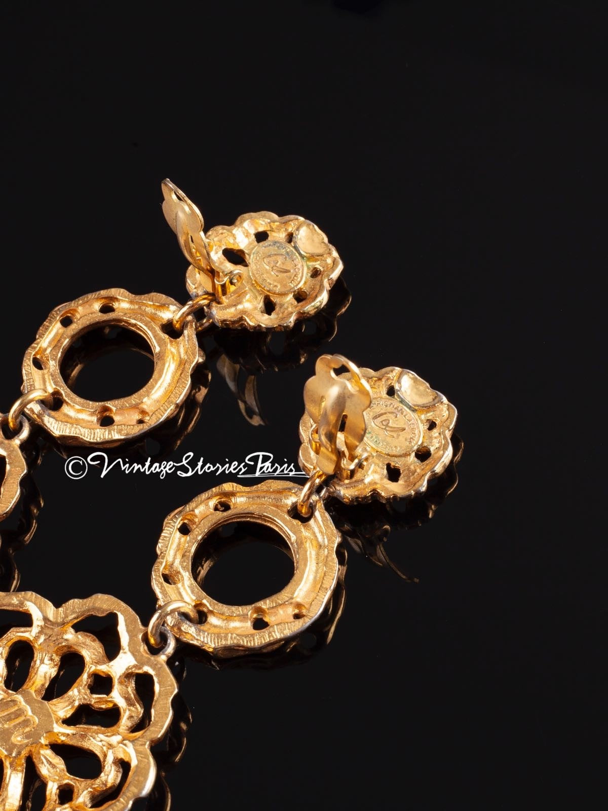 Vintage Christian Lacroix Golden Flower Earrings