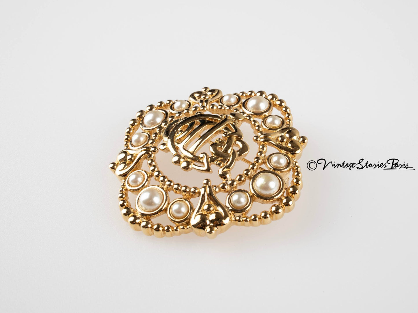 Vintage Christian Dior Brooch with Pearls