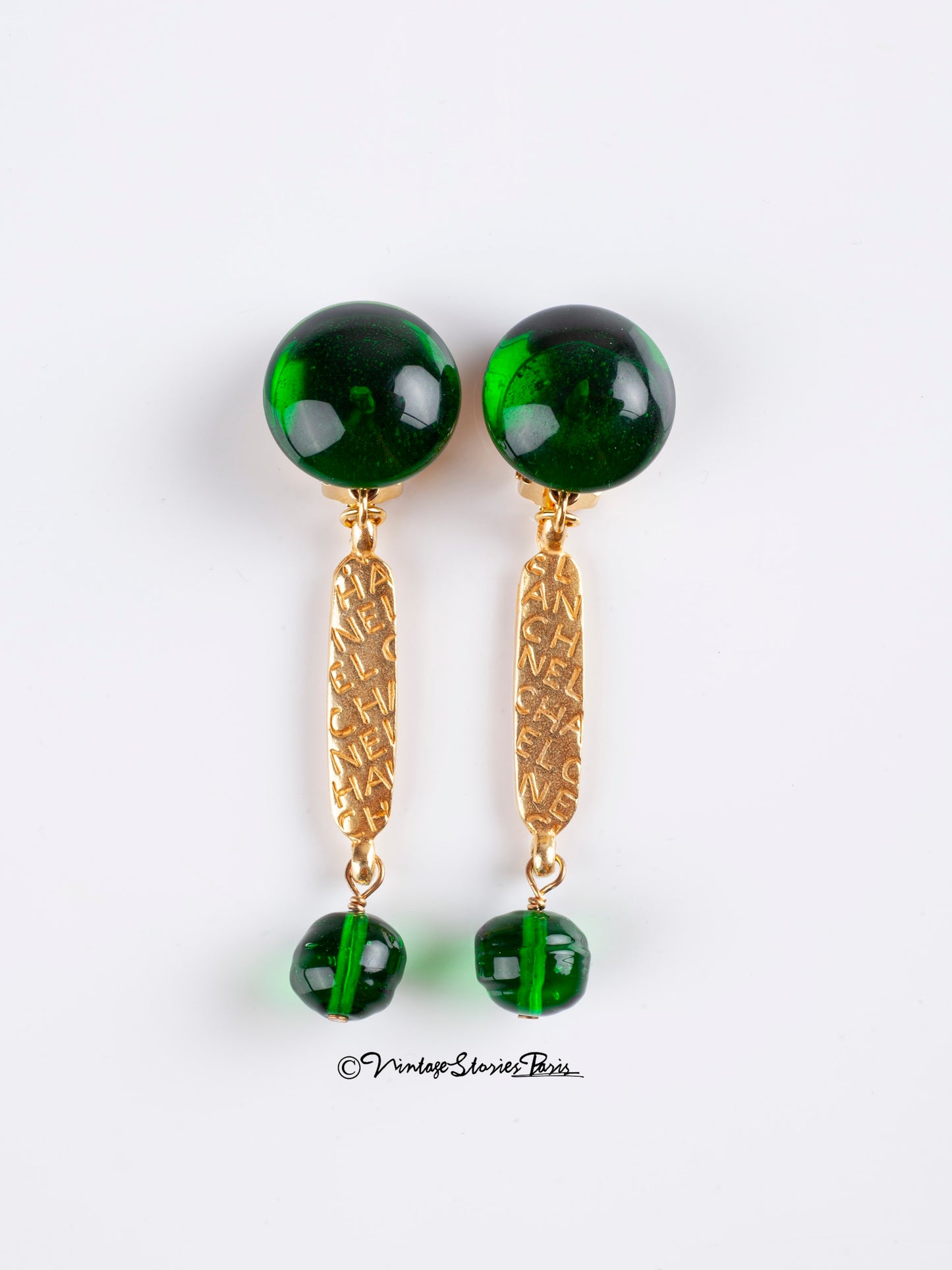 Vintage Chanel Earrings with Green Gripoix