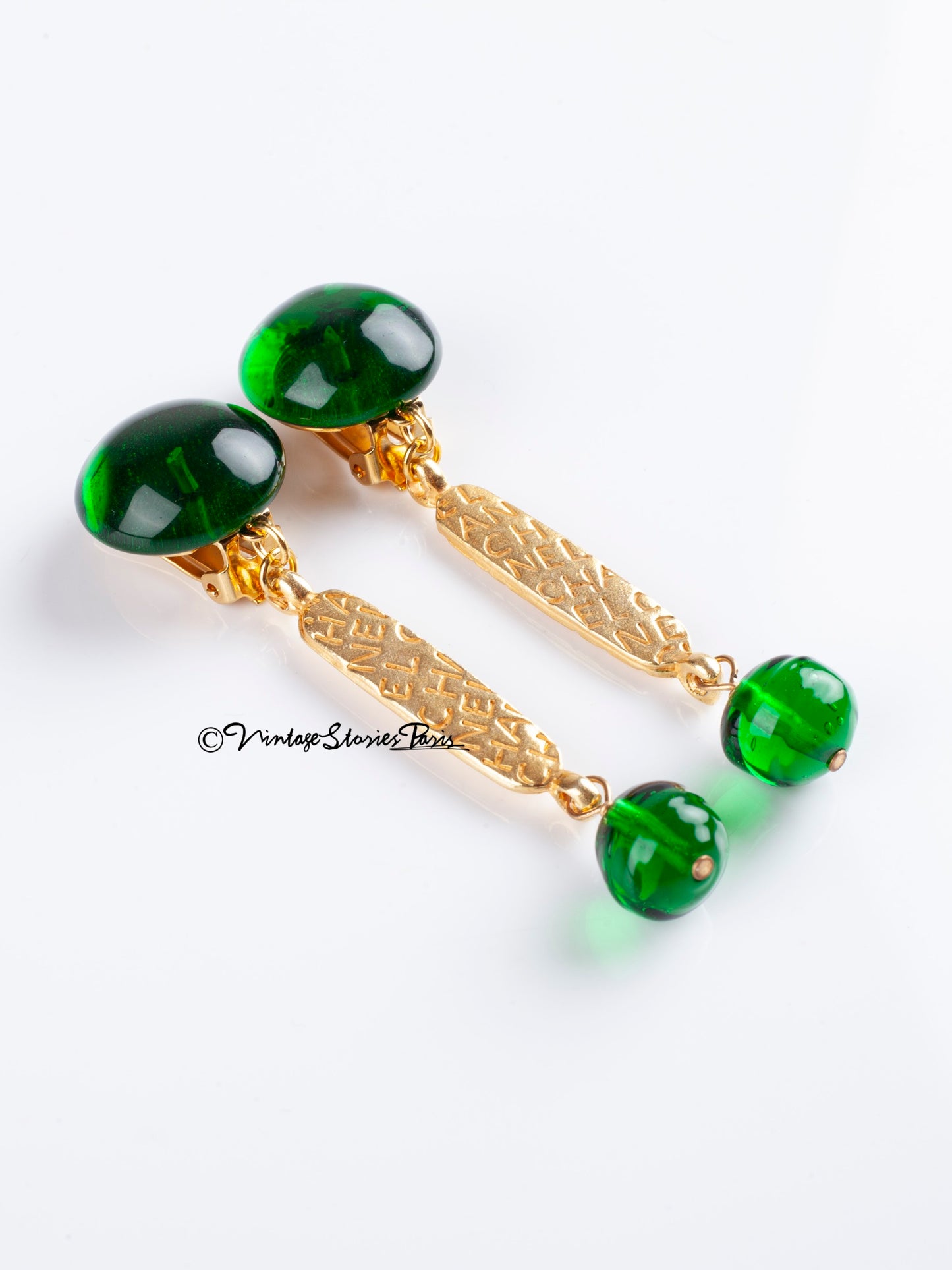 Vintage Chanel Earrings with Green Gripoix